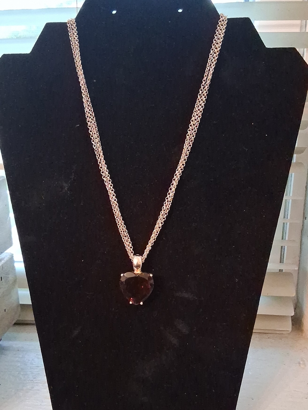 Heart Pendant Necklace with Smoky Quartz on  Sterling Silver Chain